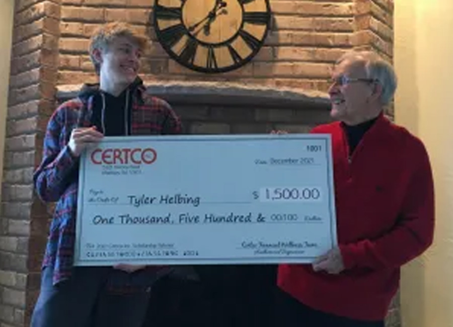 Winners holding check